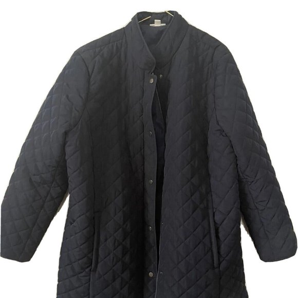 J. Jill Quilted Barn Jacket Women's 1X Blue Pockets Snap Zip-Up - Picture 1 of 4